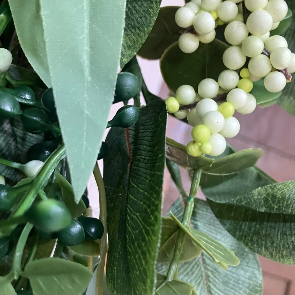 Faux Eucalyptus leaves and white berries wreath 20”